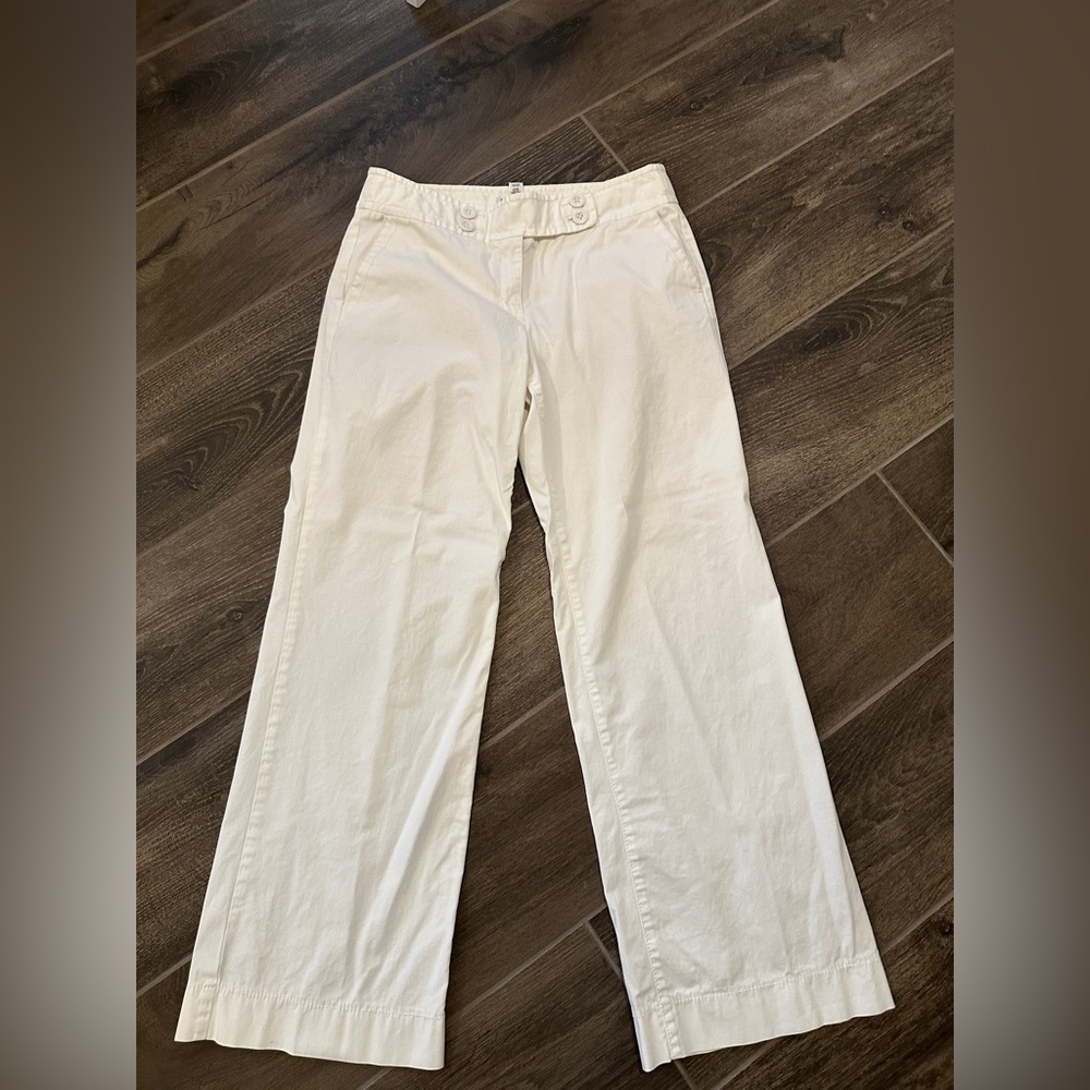 Loft-Straight Leg Trouser Pants-Light Weight-White-Size 8